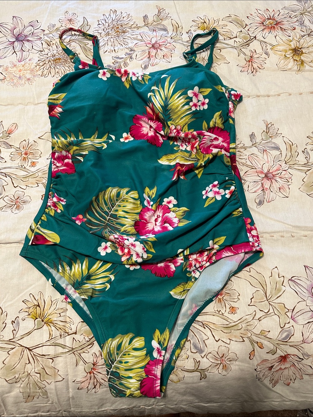 Green Floral One-Piece Swimsuit for Women